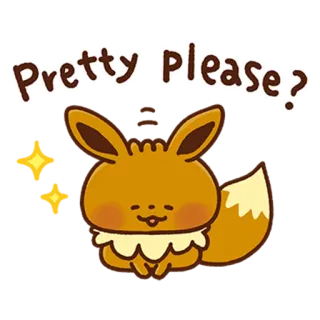 🙏 Eevee Pokemon Pretty Please? eevee, pokemon, cute, please, sparkle, cartoon telegram sticker