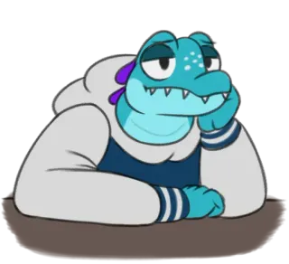 😕 lézard, anthropomorphe, dessin animé, personnage, détente, louche whatsapp sticker