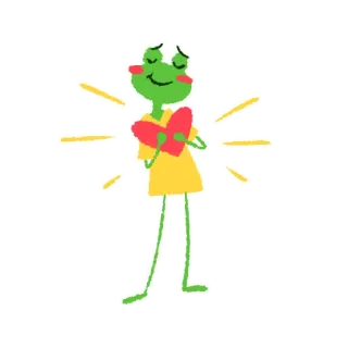❤️ rana, amore, cuore, felice, cartone animato whatsapp sticker