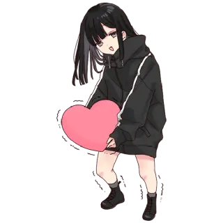 😘 Anime, Herz, Süß, Cartoon, Mädchen, Kawaii, Aufkleber whatsapp sticker