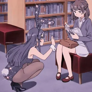 ❤️ Mai Sakurajima Rascal Does Not Dream of Bunny Girl Senpai Anime, Bunny Girl, Biblioteca, Brilhante, Estudante whatsapp sticker