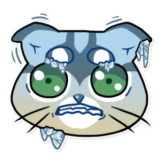 🌨 gato, congelado, triste, sticker, dibujos animados, llorar, animal whatsapp sticker