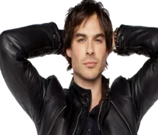 😌 homme, portrait, acteur, cheveux noirs, blouson cuir telegram sticker