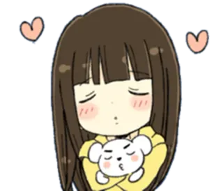 😚 dziewczyna, słodkie, serca, anime, kreskówka, zwierzak, kawaii telegram sticker