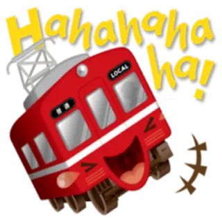 🤣 Hahahaha ha! trem, ferrovia, desenho animado, kawaii, emoji telegram sticker