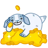🤑 개, 만화, 동전, 돈, 부, 금 telegram sticker