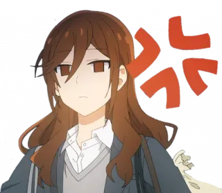 💢 Anime, Brava, Menina, Uniforme escolar, Irritada, Cabelo comprido telegram sticker