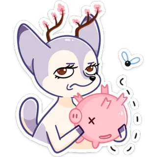 🥴 Hirsch, Tier, Cartoon, Schwein, Aufkleber whatsapp sticker