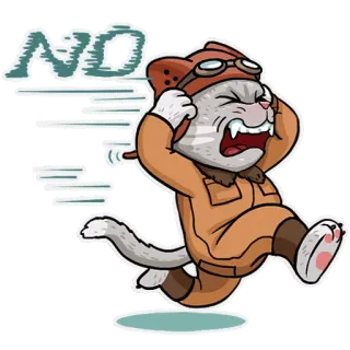 😧 NO 고양이, 파일럿, 만화, 아니요 telegram sticker