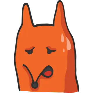 😓 vos, dier, cartoon, schattig, sticker, oranje telegram sticker