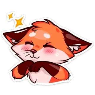 🤩 rubah, lucu, binatang, kartun, senang, berkilau telegram sticker
