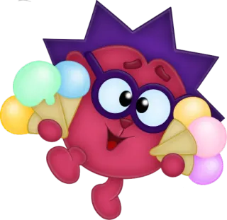😃 漫画, キャラクター, アイスクリーム, 眼鏡, かわいい telegram sticker