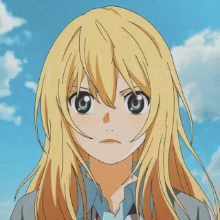 🩰 Kaori Miyazono Your Lie in April anime, meisje, personage, blond, ogen, animatie telegram sticker
