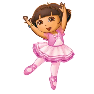 💃 Dora the Explorer โดรา, นักบัลเล่ต์, เต้นรำ, การ์ตูน telegram sticker