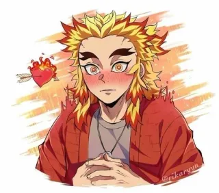 🌟 Kyojuro Rengoku Demon Slayer anime, manga, fanart, demon slayer, rengoku, heart telegram sticker
