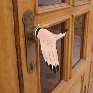 ☠ ręka, drzwi, klamka, paznokcie, naklejka whatsapp sticker