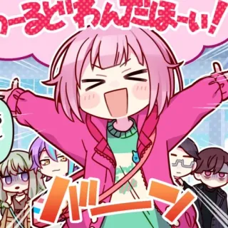 😊 わーるどわんだほーい！ anime, cartoon, girl, excited whatsapp sticker