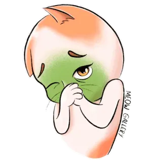 🤢 chat, mignon, animal, kawaii, triste, larmoyant, dessin animé whatsapp sticker