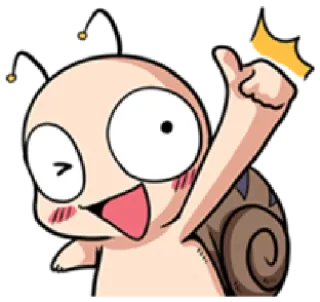 😉 Cartoon, Figur, Schnecke, Süß, Daumen hoch, Anime telegram sticker