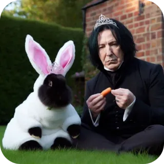 🧑‍🚒 Severus Snape Harry Potter Alan Rickman, Snape, Harry Potter, Rabbit, Bunny, Carrot, Princess, Crown, Funny telegram sticker