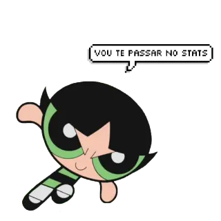 💁 Buttercup The Powerpuff Girls VOU TE PASSAR NO STATS Kreskówka, Atomówki, Brawurka, Statystyki, Meme, Dziewczyna, Zielony telegram sticker