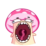 👹 きのこ, 叫び, 漫画, 菌類, 面白い, 口を開ける telegram sticker