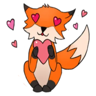 😍 キツネ, ハート, 愛, かわいい, 動物, 漫画, 可愛い telegram sticker