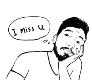 😔 I Miss U missing, sad, longing, illustration, man telegram sticker