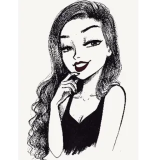 😝 Frau, Zeichnung, Cartoon, Porträt, Illustration telegram sticker