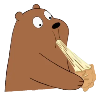 🍕 Grizz We Bare Bears bear, cartoon, food, pie, eating telegram sticker