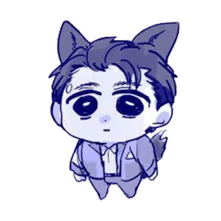 😶 chibi, character, wolf, furry, animal ears, kawaii telegram sticker