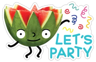 😂 LET'S PARTY arbuz, impreza, święto, lato, jedzenie, owoce whatsapp sticker