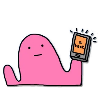 🛎 a text アニメ, ピンクの塊, テキストメッセージ, 携帯電話, スマホ telegram sticker
