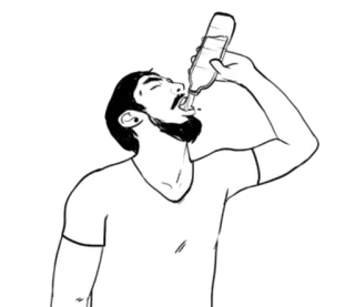 🍾 drinking, water, bottle, man, line art, illustration telegram sticker