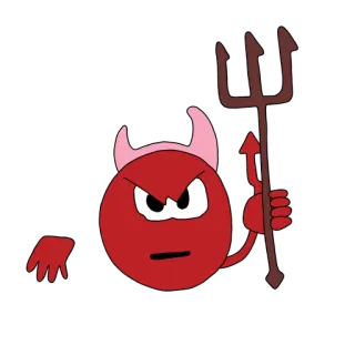 👿 diabo, desenho animado, bravo, tridente, vermelho, chifres whatsapp sticker