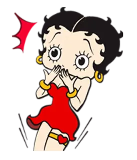 😵 Betty Boop 만화, 빨간 드레스, 여성 캐릭터, 레트로, 애니메이션 telegram sticker