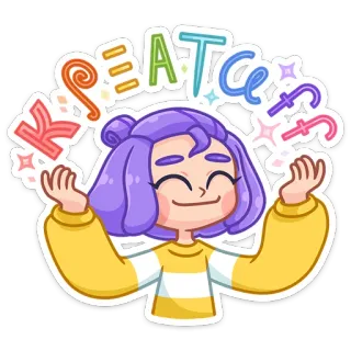 🤩 KEATCs f cartone animato, ragazza, sticker, festa, gioia telegram sticker