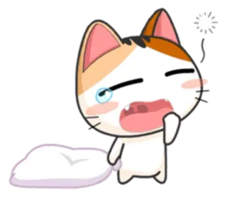 😪 chat, triste, pleurer, oreiller, mignon, dessin animé whatsapp sticker