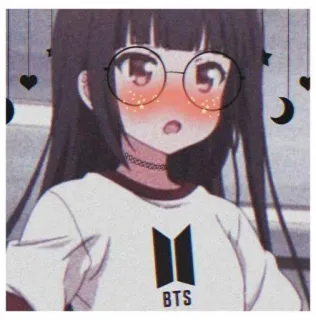 💘 BTS ragazza anime, BTS, K-pop, carino, occhiali whatsapp sticker