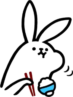 🍚 coniglio, coniglietto, bacchette, mangiare, riso, animale, carino telegram sticker
