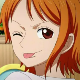 🤑 Nami One Piece アニメ, ワンピース, ナミ, ウインク, 舌, オレンジ髪 telegram sticker