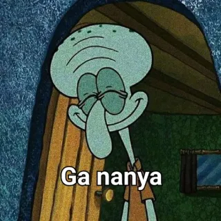 🌟 Squidward Tentacles SpongeBob SquarePants Ga nanya Carlo Tentacule, Ga nanya, Indonésie, Mème, Sarcastique, Dessin animé whatsapp sticker