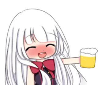 🍺 Anime Mädchen, süß, Bier, trinken, fröhlich, Cartoon telegram sticker