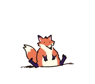 😶 キツネ, 動物, かわいい, アニメ, 野生動物, 座る, オレンジ, ステッカー telegram sticker