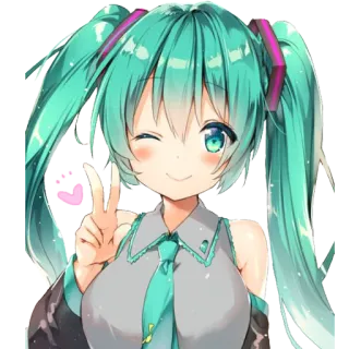😉 Hatsune Miku Anime, Manga, Vocaloid, Hatsune Miku, Mädchen, Cartoon, Charakter telegram sticker