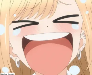 😂 애니메이션, 만화, 미소, 웃음, 행복, 금발 telegram sticker