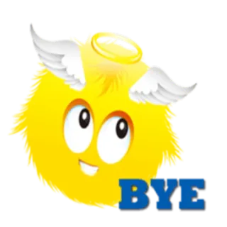 😇 BYE ангел, желтый, нимб, крылья, пока, прощай, мультфильм whatsapp sticker