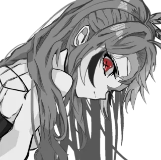 😍 anime, mangá, garota, personagem, olhos vermelhos whatsapp sticker