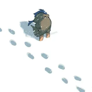 ✨ neve, pegadas, inverno, frio, arte, personagem, ilustração telegram sticker