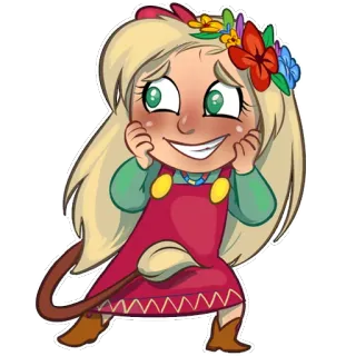 😳 Dibujo animado, Niño, Niña, Corona de flores, Lindo, Sonriendo whatsapp sticker